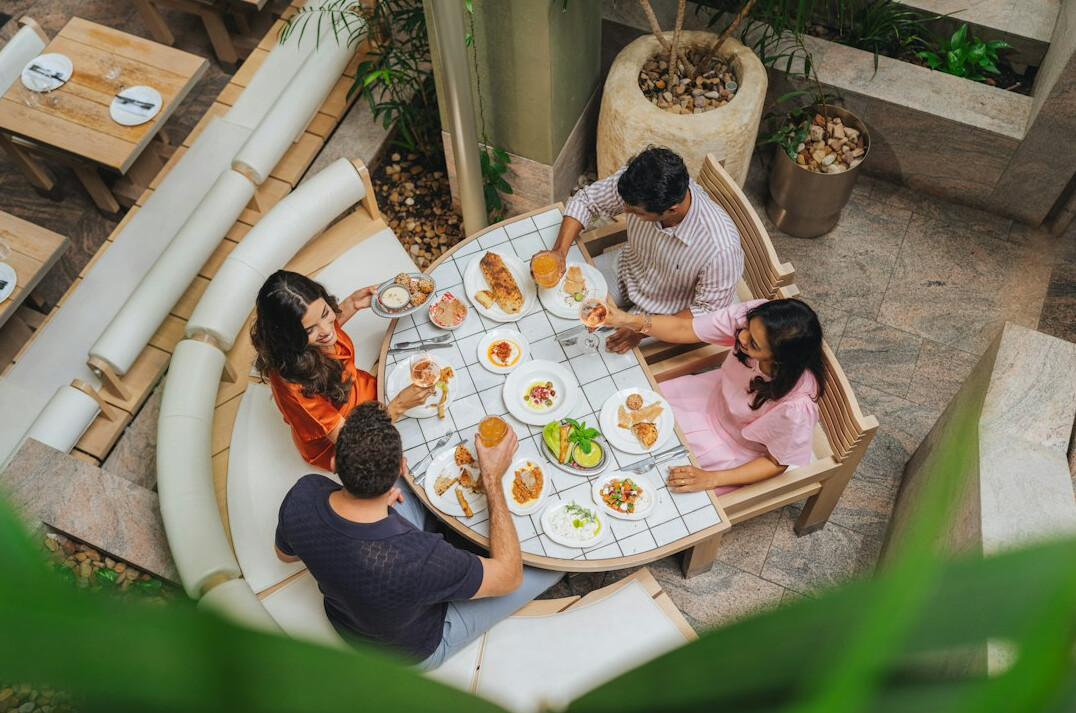 Colleagues gathered around a table during a work meeting